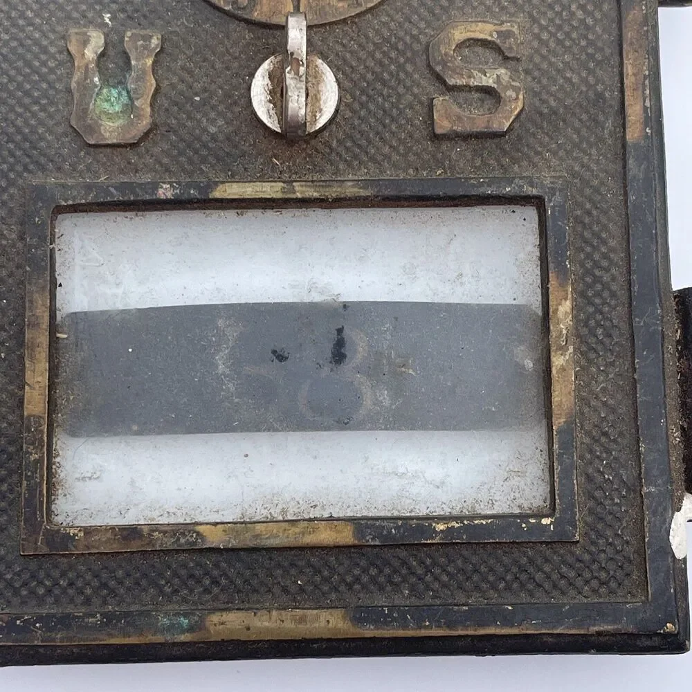 Vintage Antique Brass US Post Office Mail Box Door 1960’s Combination Lock #38